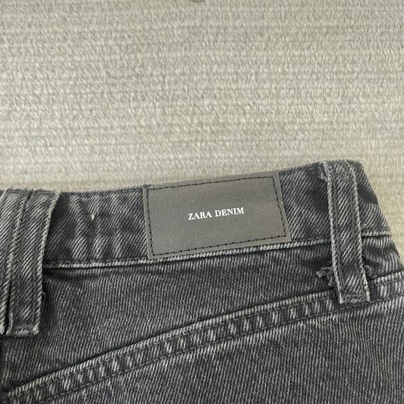 Zara Jeans Women US 2 Black High Rise Wide Leg Classic Casual Raw Hem Zip Fly - Picture 4 of 8
